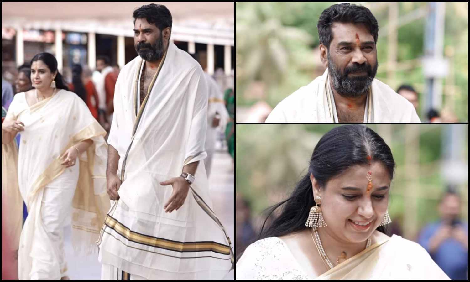 Biju menon and samyuktha varma at guruvayoor temple